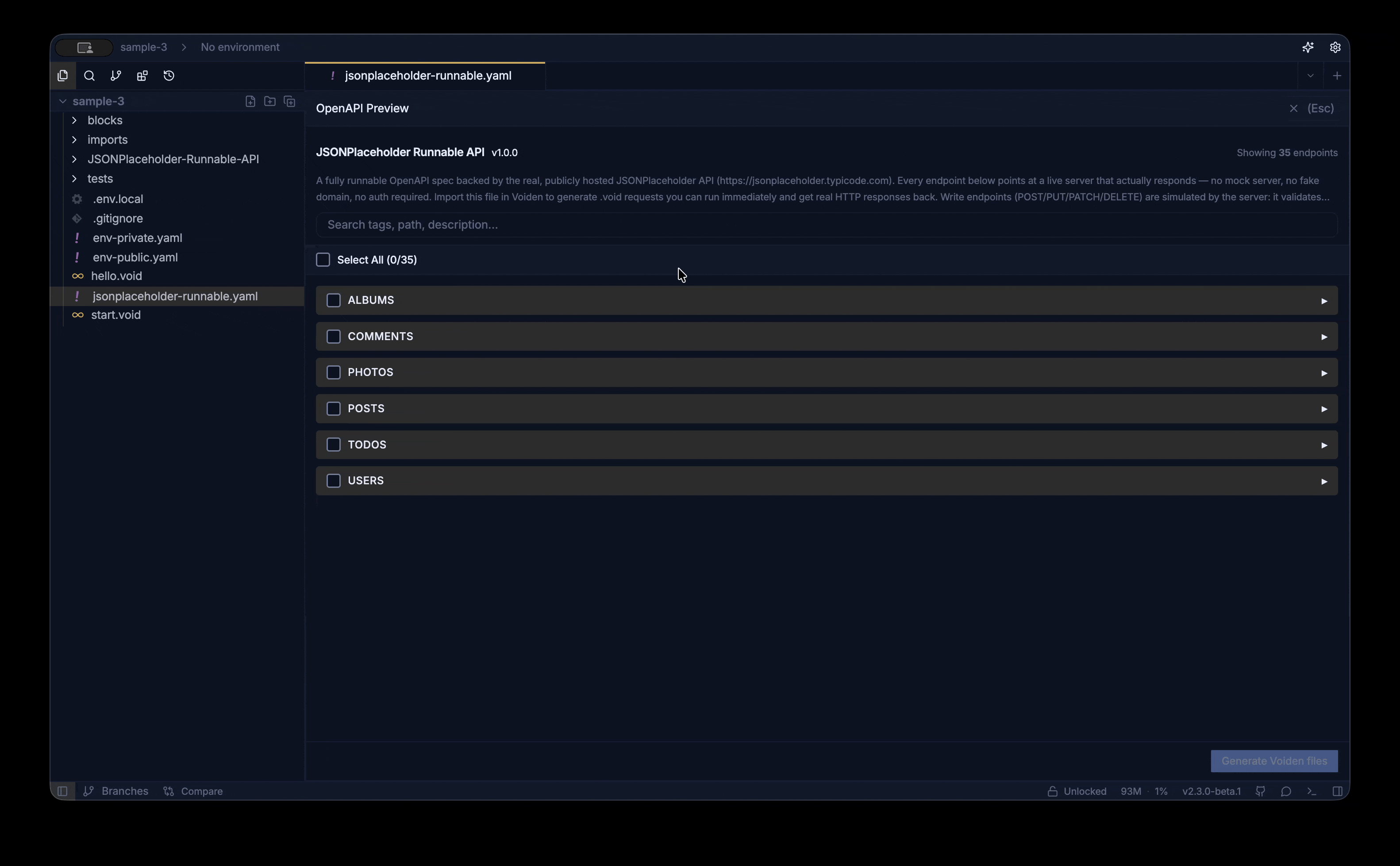 Running a generated request in Voiden